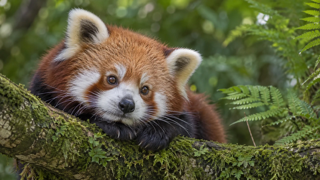 Schärfedemonstration: roter Panda mit klarerem Fell und Schnurrhaaren.