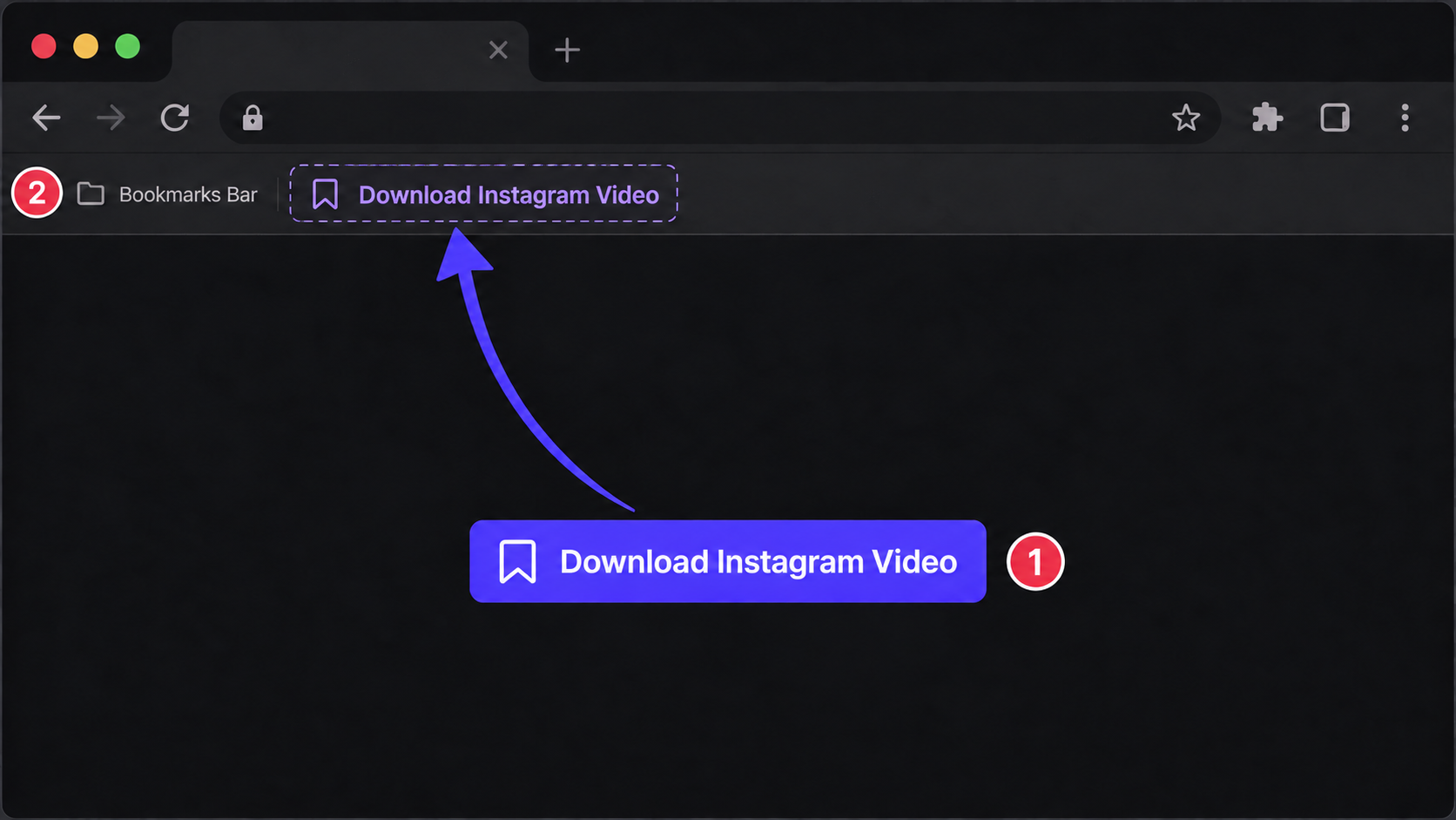 Ziehe dies in die Lesezeichenleiste. Klicke beim Ansehen eines öffentlichen Instagram-Videobeitrags darauf, um das erste Video automatisch zu speichern.